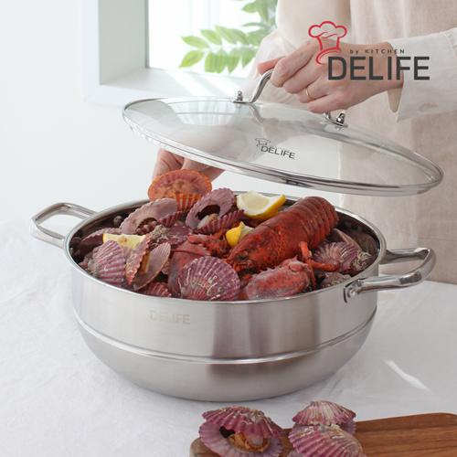 디라이프 마스터셰프 특대형 스텐 찜&전골 냄비 34cm