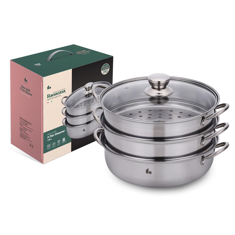 라온까사 하루쿡 3단찜기 28cm