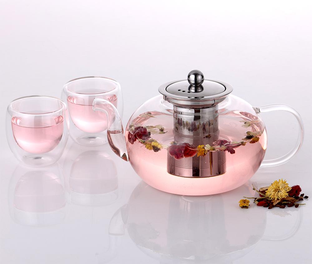 리빙아트 내열유리 찻잔세트 1000ml (찻잔+티컵 2개)