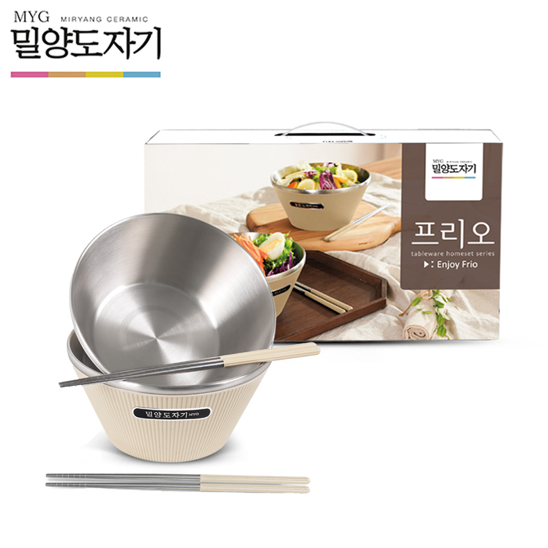 밀양도자기 프리오 이중면기 4p (아이보리)