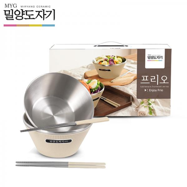 밀양도자기 프리오 이중면기 4p (아이보리)