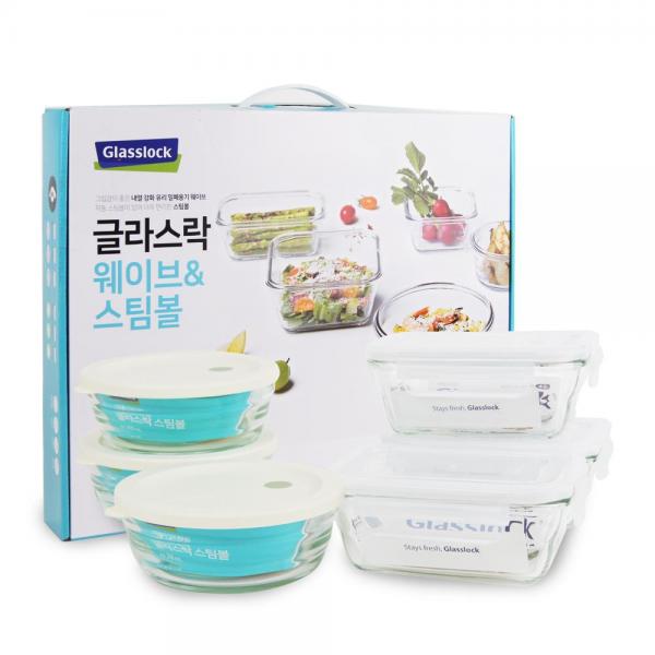 글라스락 웨이브&스팀볼 6조세트