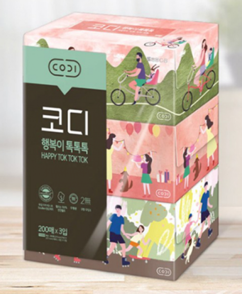 쌍용코디 행복이 톡톡톡 미용티슈 3입