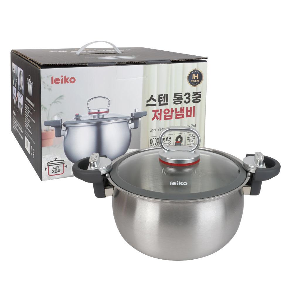 레이코 IH 스텐 통3중 저압냄비 7L
